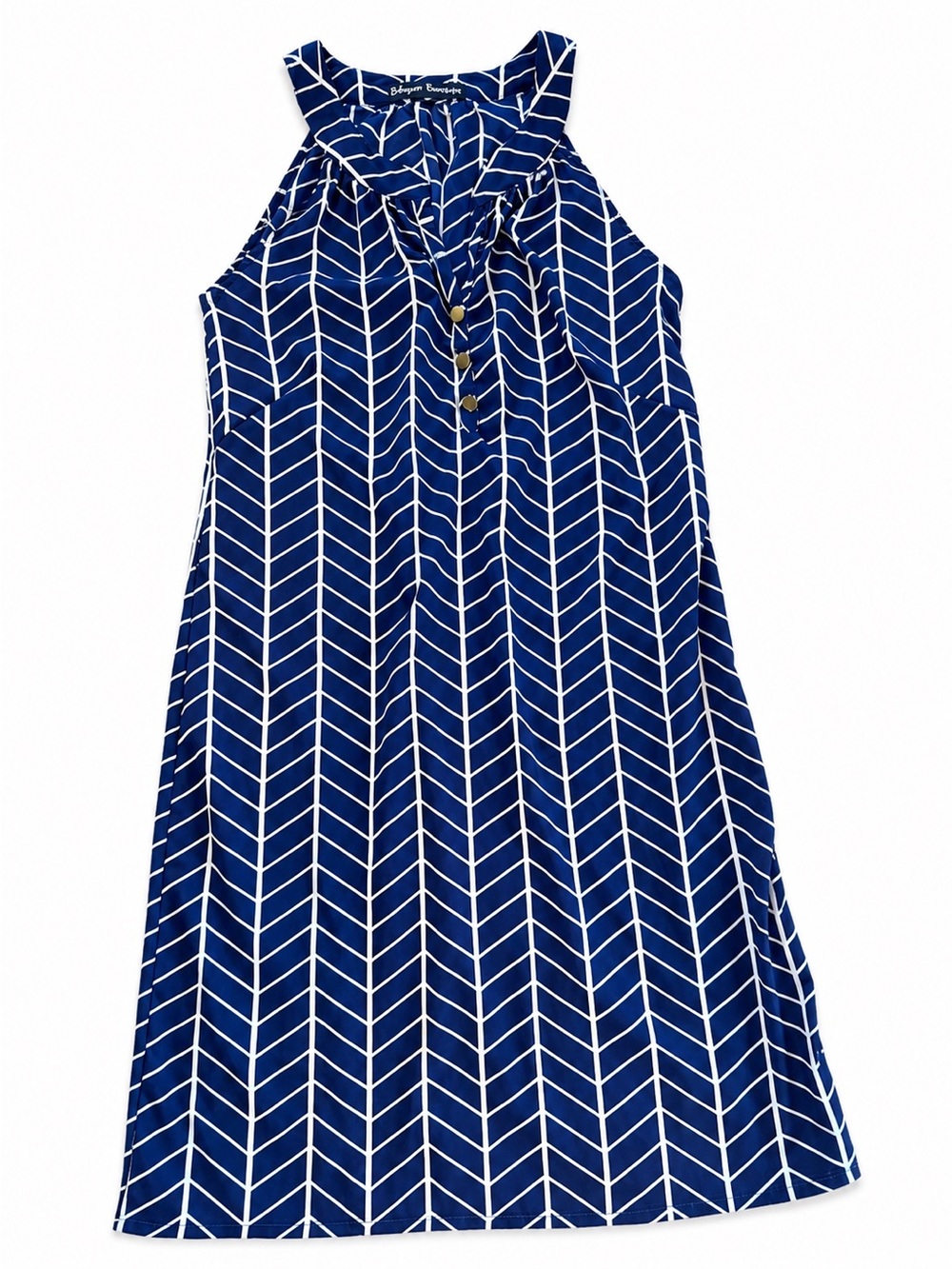 Blossom Boutique shift dress cobalt blue and white sleeveless size S